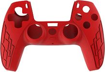 PSS PS5 Controller Silicone Cover Case Protective Non-Slip Skin Anti-Slip Soft Silicone Rubber Accessories Set for Playstation 5 Duelsense Controller with Thumb Grip x 2 (Red)