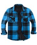 ThCreasa Mens Sherpa Fleece Lined Flannel Shirt Jacket Warm Button Down Plaid Shirt-Jac, Plaid Blue, Large