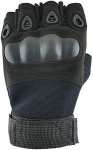 Tactical Half Finger Gloves Fingerless Cycling Climbing Hunting Motorcycle Motorbike Construction Outdoor Sports (L, Black)