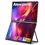 ARWOEIS Dual Portable Monitor 15.6",1080P,120% sRGB,Dual Screen Monitor,Portable Monitor for Laptop,Stacked Folding Triple Monitor (Wins/Mac),90°/180°/360° Automatic Rotation