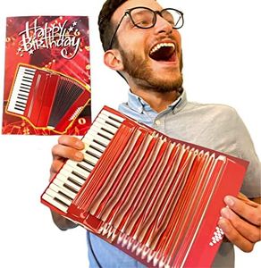 100 GREETINGS Interactive Accordion Birthday Card – Musical Birthday Cards for Men, Music Present for Men, Musicians & Son, Happy Birthday Card for Men, Musicians Gift, Open/Close to Play Song (Red)