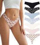 SHARICCA Women No Show Seamless Underwear Thong Invisible Soft Panties Multi Pack, Parc Monceau, Large