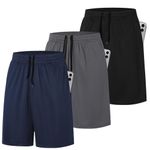 ZENGVEE 3 Pack Men's Running Shorts Gym Exercise Shorts Men with Pocket Quick Dry Sports Shorts for Workout Sport Training Tennis Basketball Dri Fit Short(0904-Black Grey Navy-L)