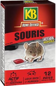 KB HOME DEFENSE SOURIPAT - Pâtes Anti-Souris 120 g - Actif dès la 1ère ingestion - Spécial lieux secs et humides - 12 sachets de 10g - prêts à l'emploi- jusqu'à 4 stations d'appâtage