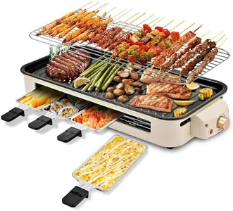 Pukomc Electric Indoor Grill,2 in 1 Indoor Grills for Kitchen with Grill Net & Non-Stick Cooking Removable Plate, Temperature Control, Dishwasher Safe, 1800W Large Smokeless Griddle