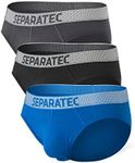 Separatec Men's Underwear 2.0 Cotton Micromodal with Separate Pockets Breathable Elastic Boxer Shorts Pack of 3, Briefs: Blue + Black + Dark Grey, X-Large