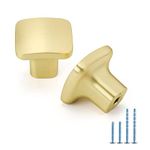 goldenwarm 1pack Cupboard Door Knobs Gold Cabinet Knobs Solid Brushed Brass Cupboard Knobs Square Gold Knobs Zinc Alloy Bathroom Cabinet Knobs