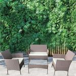 COSMO BUY 4 PC Rattan Garden Furniture Sets, Indoor and Outdoor, Table Chairs Sofa Set, Balcony, Patio and Conservatory Furniture, Backyard, Pool Side Coffee Seater (4PC Brown Rattan Only)