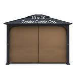 Gazebo Universal Replacement Privacy Curtain - Wonwon Privacy Panel Canopy Side Wall with Zipper for 10' x 10' Outdoor Gazebo (Brown)