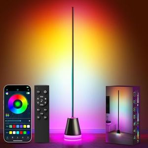 Keepsmile Smart RGB LED Corner Floor Lamp,Super Bright Standing Lamps for Living Room with APP and Remote,Modern Floor Lamp with Music Sync and 16 Million Colors, Ambient Lighting for Bedroom