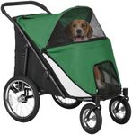 PawHut Large Dog Stroller Dog Pram Foldable Pet Pushchair with Safety Leashes for Medium, Large Dogs - Green