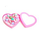 La Belleza Assorted Kids Plastic Cartoon Rings Play Toy Rings in a Heart Shaped Box For Birthday Gift | Multicolor | Free Size (12 pieces in a Pack)