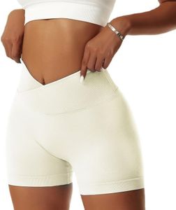 Litthing Pantaloncini Palestra Donna, Vita Alta Pantaloncini Sportivi Shorts V Cross Scrunch Butt Push Up Yoga Shorts Opachi Leggins Corti per Yoga Allenamento Gym Fitness