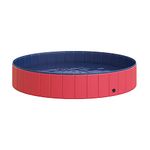 PawHut Foldable Pet Swimming Pool, Portable Dog Bathing Tub, 12" x 63" Plastic Large Dog Pool for Outdoor Dogs and Cats, Red