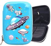 Toyshine Space Theme Hardtop Pencil Case With Compartments - Kids Large Capacity School Supply Organizer Students Stationery Box - Girls Boys Pen Pouch, Light Blue - Ethylene Vinyl Acetate (EVA)