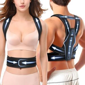 FILLOVE Posture Corrector for Women and Men with Magnetic Therapy Back Support, Strong Traction & Fully Adjustable Upper Back Brace Back Straightener for Neck, Clavicle, Spine and Shoulder Pain Relief (black, Small/Medium)