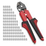 Wire Crimping Tool Fishing Hand Crimper 0.1mm-2.2mm Swager Crimper Fishing Crimping Pliers with 100PCS Aluminum Double Barrel Ferrule Crimping Loop Sleeves Kit