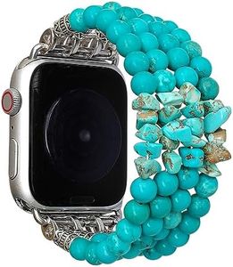 Turquoise Beaded Watch Bands for Women Compatible with Apple Watch 38mm 40mm 41mm, Turquoise Beads Elastic Replacement Watcband for iWatch Ultra SE Series 9 8 7 6 5 4 3 2 1