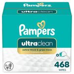 Pampers Free & Gentle 100% Plant-Based Fragrance Free Baby Wipes, 6 pack, 468 Count