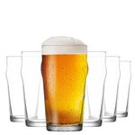 LAV Pint Glasses Set of 6 - Pilsner Beer Glasses Set 19 Oz - Craft Beer Ale Drinking Glasses with Traditional British Pub Design - Lead Free & Easy Stacking