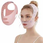 V Face Lifting Band with Adjustable Strap,Ergonomic Design for Jawline Support and Chin Lift,Breathable Soft Fabric,Reusable Shaping Wrap for Day or Night Use,Fits Most Face Shapes,Pink