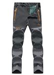 EKLENTSON Winter Pants Men Windproof Climbing Hiking Trousers Fleece Lined Breathable Mountain Trousers Dark Grey