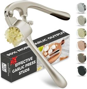 Kitessensu High Effective Garlic Press With Studs, Heavy Duty Garlic Mincer, Easy to Squeeze and Clean, Rust Proof & Dishwasher Safe, Ginger Crusher- Imperial Silver