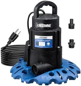 CrestWave 1/3HP Pool Cover Pump Automatic On Off Submersible Sump Pump 2900GPH Fast Draining for Pool Hot Tubs Flooded Rooftops Basements w/Dual Filter Bases, 3/4'' GHT Adapters, 25ft UL Cord & Rope