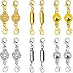 GOOHOME 12Pcs Magnetic Jewelry Clasps Magnetic Lobster Clasps Magnetic Necklace Magnets Clasp Extender for Necklace Bracelet Jewelry Making (Gold and Silver)