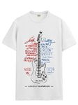 ADRO Guitar Design Printed T-Shirt for Men - 100% Cotton, Regular Fit, Soft Breathable Fabric. (RN23-M-GTR-WH_White_M)