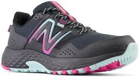 New Balance Women's 410 V8 Trail Running Shoe, Black/Bright Cyan/Hi-pink, 7.5 Wide