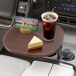 Car Desk for Laptop with 360° Swivel, Height-Adjustable Car Tray Table - Wooden Car Laptop Mount & Cup Holder Table, Universal Car Food Tray for Most Vehicles