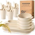 Honoson 24 Pcs Wheat Straw Dinnerwa