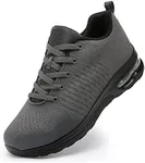 LUPWEE Steel Toe Shoes for Men Women, Slip Resistant Safety Work Shoes Puncture Proof Comfortable Indestructible Sneakers with Specialized Work Insole for Industry Construction Warehouse Grey M5.5