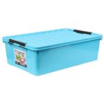 BUCKLE UP MULTIPURPOSE STORAGE BOX WITH LID - 40 LITRES - SET OF 2 - BLUE