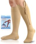 CASMON 15-20mmHg Zipper Compression Socks for Women and Men, Knee High Compression Stockings, Medical Closed Toe Support Socks for Varicose Veins, Post-surgery, Swelling, Nurses, Pregnancy (1 Pair)