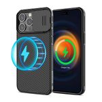 Nillkin Magnetic Case for iPhone 15 Pro with Camera Cover, Compatible with MagSafe, CamShield Pro 15 Pro 5G Car Mount Case 6.1’’, Built-in Magnet Circle, Black