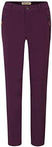 Camii Mia Women's Winter Warm Outdoor Slim Windproof Waterproof Ski Snow Fleece Hiking Pants, Purple, 30
