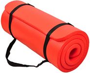 BalanceFrom All Purpose 1-Inch Extra Thick High Density Anti-Tear Exercise Yoga Mat with Carrying Strap, Red