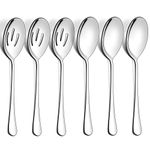 LIANYU Large Serving Spoon x 3, Slotted Serving Spoon x 3, 9.8 Inch Stainless Steel Buffet Restaurant Dinner Serving Spoons Set, Catering Serving Utensils for Party Banquet, Dishwasher Safe