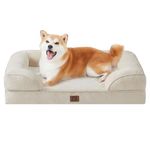 EHEYCIGA Orthopedic Dog Beds for Large Dogs, Waterproof Memory Foam Large Dog Bed with Sides, Non-Slip Bottom and Egg-Crate Foam Large Dog Couch Bed with Washable Removable Cover, Beige