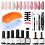 Modelones Gel Nail Polish Kit with U V Lamp Portable LED Dryer Lamp, 6 Colors Nude Pink Gel Nail Polish Set Gel Top & Base Coat Essential Manicure Tools Nail Art Kit for Beginner