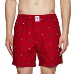 U.S. POLO ASSN. Men Comfort Fit Print Cotton I663 Boxers - Pack Of 1 (Red Flag M)