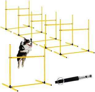 Halloscume 6 Pcs Dog Agility Training Equipments Hobby Horse Jumps Adjustable Jumps Hurdles Pet Jump Bars with Bag and Whistle for Indoor Outdoor Dog Pet Agility Course Game(Yellow)