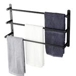 KOKOSIRI Bath Towel Bars Matte Black Bathroom 3-Tiers Ladder Towel Rails Wall Mounted Towels Shelves Rack Stainless Steel, B5002BK-L24