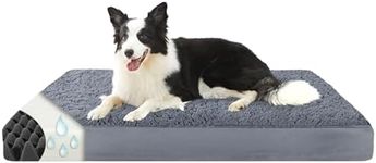 VERTUPET Dog Beds Medium Washable Removable Cover Reversible Grey Memory Foam Crate Mattress Waterproof Liner Orthopedic Oxford Soft Fluffy Plush Calming Pillow Cushion Small Puppy Mat Bedding