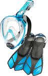 Cressi Duke + Bonete Net Set - Combo Set Integral Mask + Fins, Transparent/Aquamarin, Duke M/L - Bonete L/XL