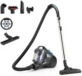 Amazon Basics Cylinder Vacuum Cleaner Bagless 1.3L Compact Lightweight with Triple-Action Nozzle, HEPA Filter, 850W, for Carpet and Hard Floor, Grey