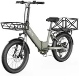 OKAI Electric Bike for Adults, 59 Miles Range Folding E Bike, 672W Motor UP to 20 MPH, 48V Removable Battery, Adult Electric Bicycle with Suspension Fork and 20" Fat Tire, 7 Speed, Women/Men