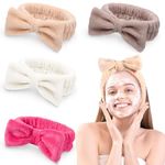 Spa Headband, 2 Pack Bow Hair Band for Washing Face Facial Makeup Yoga Shower, Soft Coral Fleece Head Band Wraps for Women and Girls